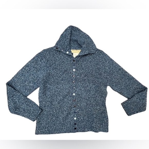 Norm Thompson Knitted Button Down Collared Cardigan Sweater Blue Tones Size M - Picture 1 of 10